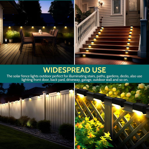 Solpex Solar Deck Lights 8 Pack Solar Step Lights, Outdoor Fence Light Waterproof for Outdoor Stairs, Step, Fence, Yard, Patio, and Pathway(Black,Warm White) [Energy Class A]