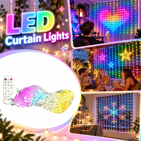 Smart Animated Christmas Tree Lights 1x1m – RGB LED Curtain Lights with App, Remote, Timer & Music Sync, IP65 Waterproof for Christmas Trees, Windows & Outdoor Displays - Turn Your Christmas Lights Into the Life of the Party