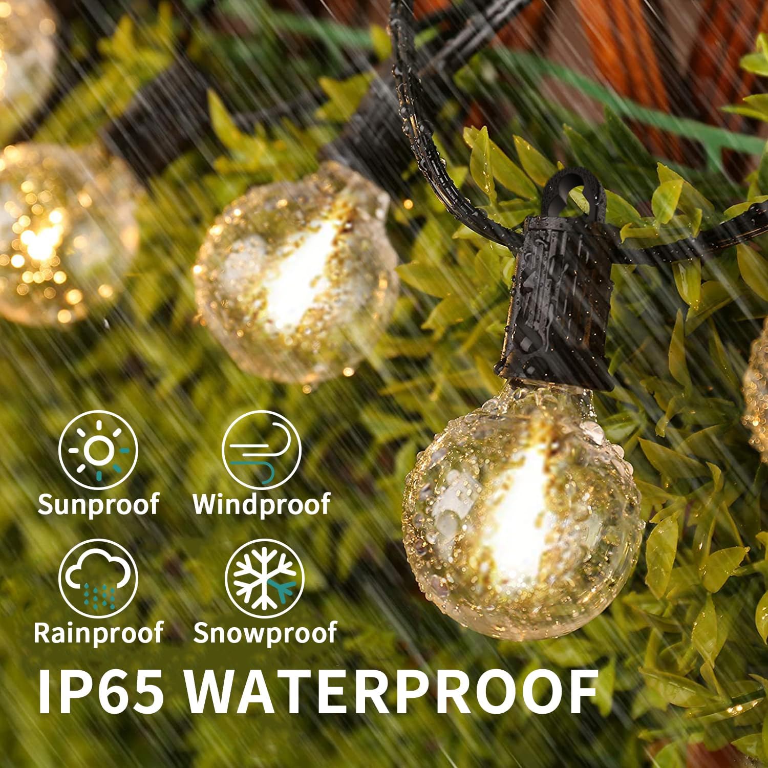 Festoon Lights Outdoor 45M, Outdoor String Lights Mains Powered with 73+3 Plastic Shatterproof Bulbs(3 Spare), Waterproof IP65 Garden Lights for Backyard Outside Patio Pergola Party Wedding
