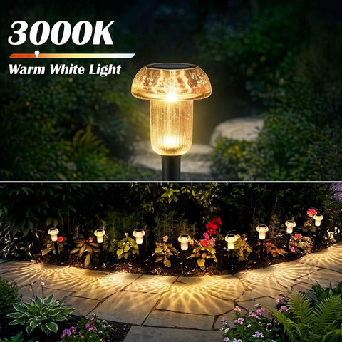 Warm White Mushroom Solar Garden Lights, Outdoor, 4 Pack