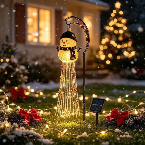 Solar Christmas Lights Decorative LED Snowflake Stake Lamp
