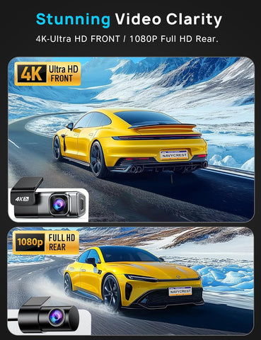Navycrest 4K Front & Rear Dash Cam with 64GB Card and 5G WiFi