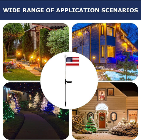American Flag Lights Outdoor Waterproof LED Solar Independence Day Lights