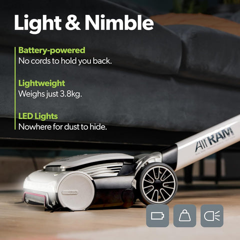 Gtech AirRAM 3 Cordless Vacuum Cleaner White/Purple Lightweight 60W