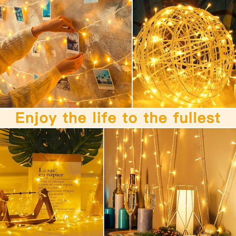 Ollny Fairy Lights Battery Operated, 10m 100 LED Warm White String Lights – Waterproof Indoor & Outdoor Christmas Lights with 8 Modes & 6-Hour Timer