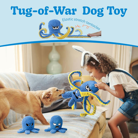 Interactive Dog Toys Octopus – 4 Pack Plush Puzzle Set