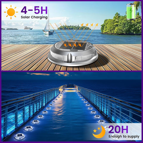 Quntis Solar Decking Lights Outdoor Garden 4 Pack Aluminum IP68 Waterproof