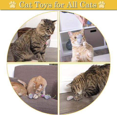 6 Pack Catnip Mouse Toys for Indoor Cats – Interactive Cat Toys