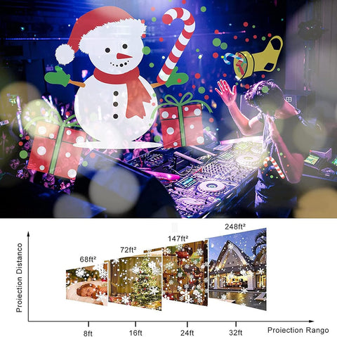 Jsdoin Christmas Projector Lights – LED Snowflake Projector with 8 Patterns, Remote Control & Adjustable Projection for Christmas, Halloween, Weddings & Parties
