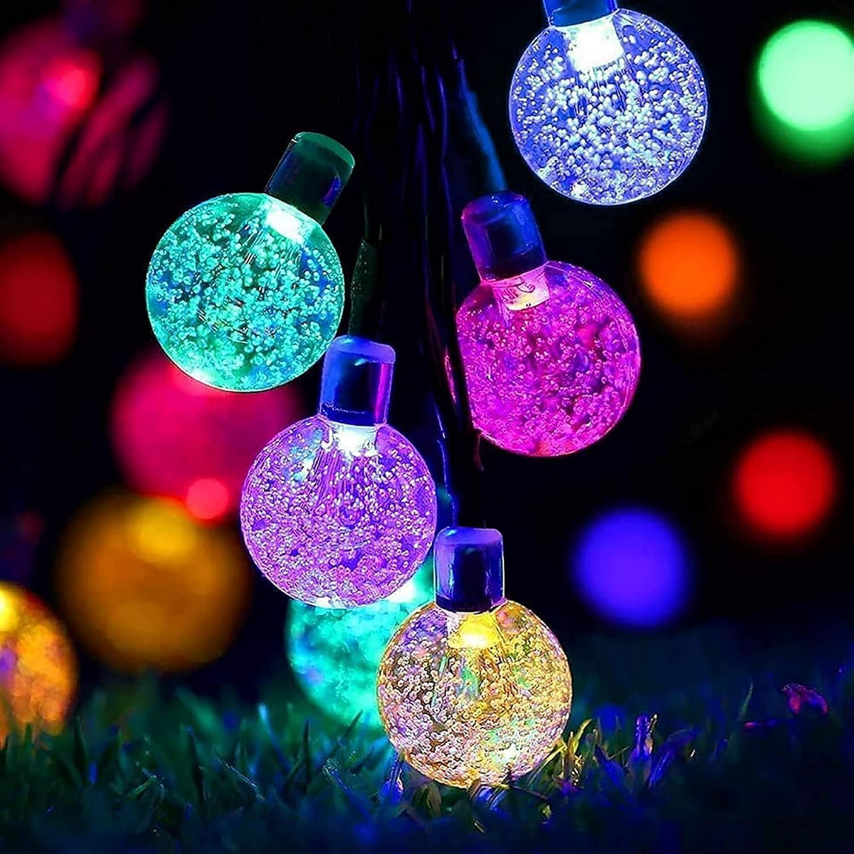 Lezonic Solar Fairy Lights Outdoor Waterproof 50 LED Multicoloured String Lights – 8 Lighting Modes, Auto On/Off, IP65 Garden Fairy Lights for Patio, Wedding & Party Decorations