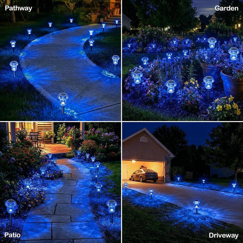 Solar Halloween Lights Outdoor 8 Pack Blue Garden Mushroom Decor