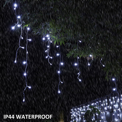 YOSION 500 LED Icicle Lights 15M/49ft – Warm White & White Colour Changing Curtain String Lights with Remote, Timer & Dimming for Christmas, Gardens & Gazebos - Turn Bare Spaces Into a Winter Glow