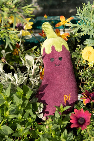 Aubergine Plush Dog Toy with Squeaker