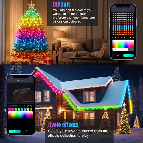 Electight 5m RGB Smart Fairy String Lights – 50 LED Bluetooth App & Remote Control Waterproof Colour Changing Lights for Christmas, Weddings, Bedrooms & Gardens