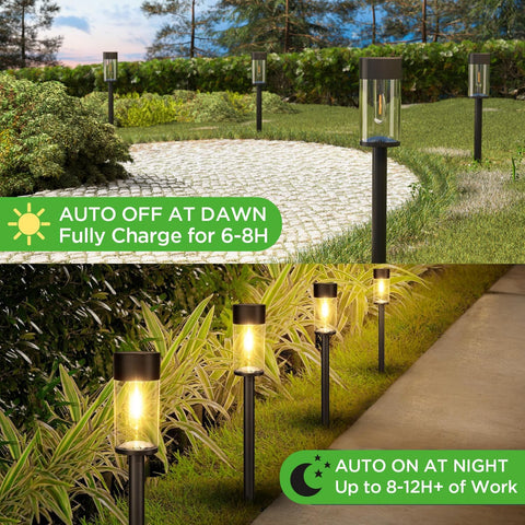 UME 2 Packs Solar Pathway Lights Outdoor, 3000K LED Landscape Lighting for Yard, Lawn, Walkway, Driveway, Patio Decor