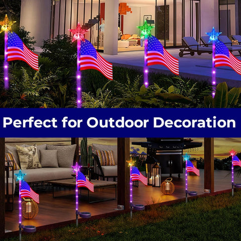Garden Lights Waterproof Flag Lighting for 4th of July