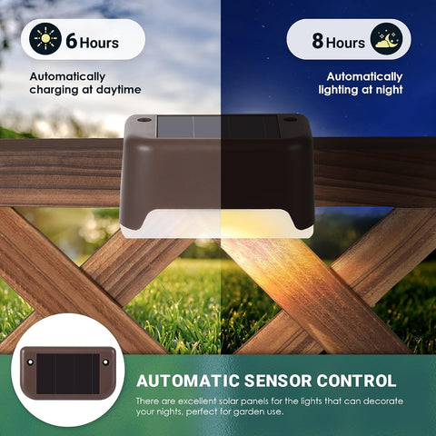GIGALUMI Solar Deck Lights 16 Pcs Step Lights Bronze Solar Fence Lights Waterproof for Outdoor Pathway, Yard, Patio, Stairs, Step and Fences. (Warm White)