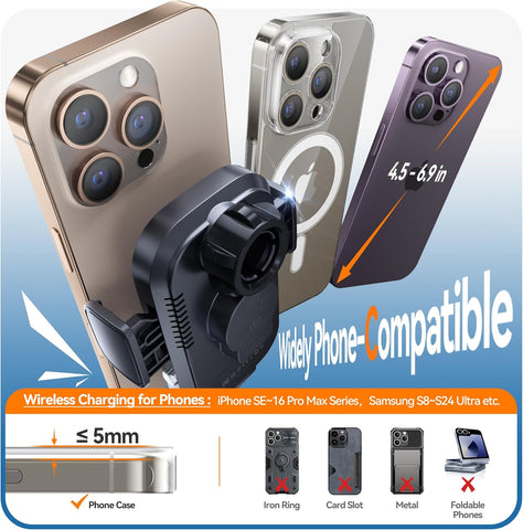 Auckly 15W Wireless Car Charger Phone Holder