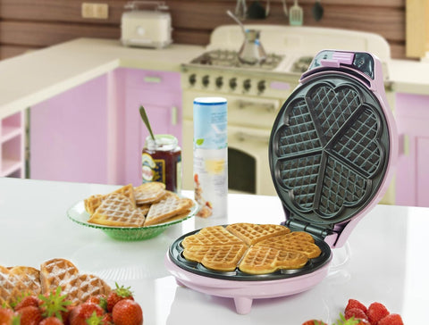 Heart Waffle Maker – Non-Stick Plates, 700W – Pink Alloy Steel Waffle Iron for Perfect Breakfast Treats