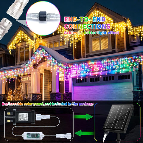 660 LED Outdoor Icicle Christmas Lights 25m/82ft – IP65 Waterproof Fairy String Lights with 8 Modes, Remote & Timer for Porch, Roof, Garden & Balcony - Turn Your Home into a Winter Wonderland