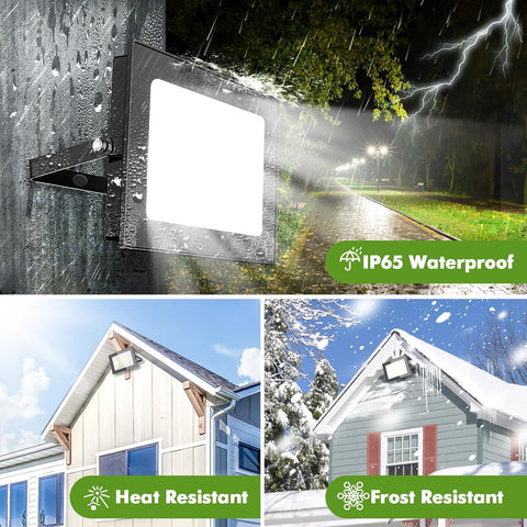 100W LED Floodlight Outdoor 2 Pack 10000LM Security Lights IP65 Waterproof