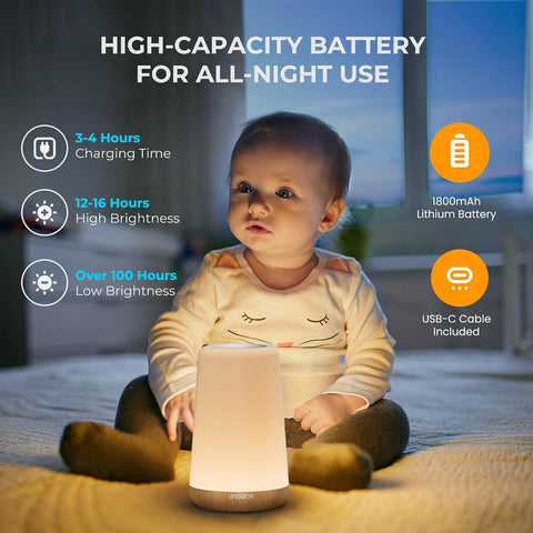 Night Light LED Touch Bedside Lamp with Remote Control – 13 Colour Changing Rechargeable Table Lamp with 5 Brightness Levels, Timer & Hanging Hook for Bedroom, Living Room & Kids