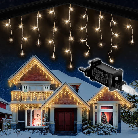Icicle Lights Outdoor Christmas 1000 LED 30m Lit Length, Warm White LED Icicle Fairy House Lights with 8 Hours On Timer, Memory, 8 Lighting Modes, Mains Powered – Make Your Home Glow With Christmas Magic