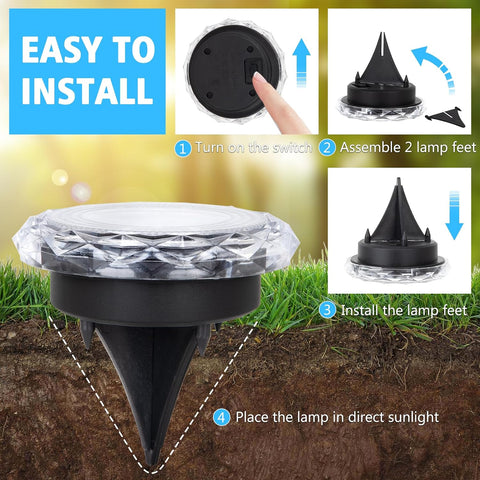 Solar Ground Lights 8 Pack Solar Garden Lights for Patio Yard Landscape