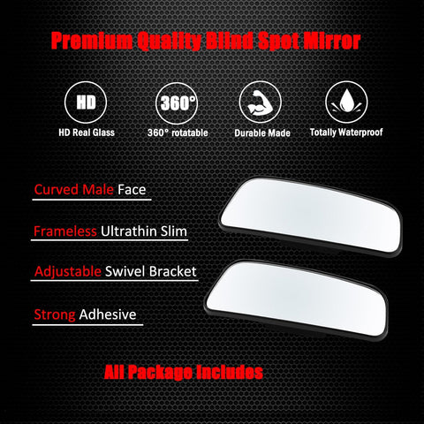 Ampper Rectangle Blind Spot Mirror Pack of 2 – HD Convex Wide Angle Rearview Car Mirror