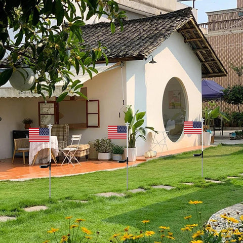 American Flag Lights Outdoor Waterproof LED Solar Independence Day Lights