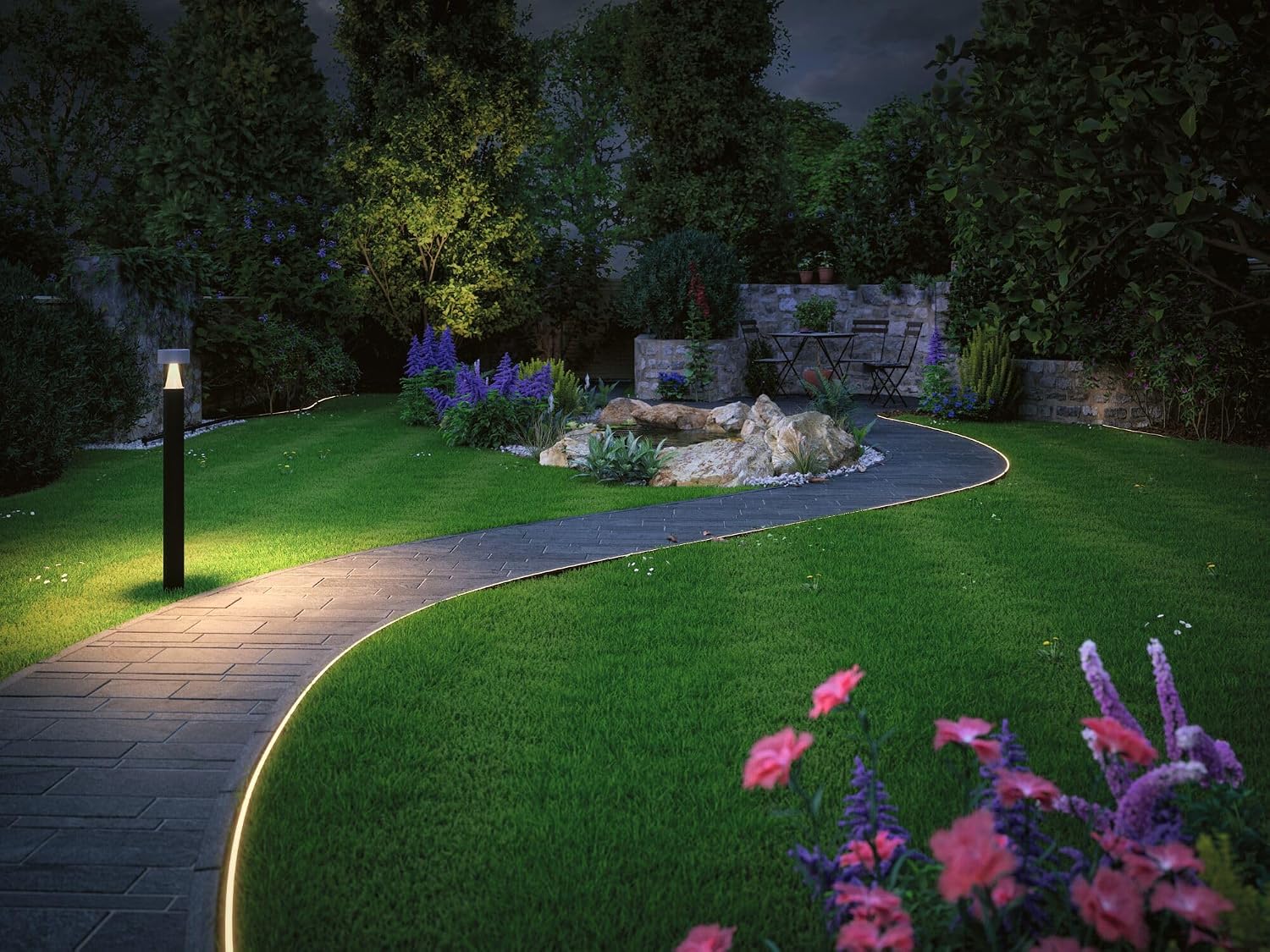 Paulmann 94191 Plug & Shine LED Exterior luminaire Flexible neon Strip incl. 1x31 watt IP67 dimmable Outdoors White Garden luminaire Plastic Garden Light 3000 K