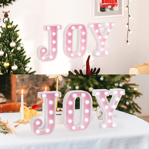 Pink Glitter LED Ampersand Light