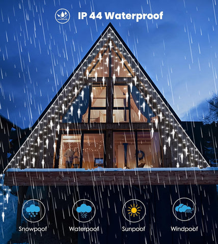 10M/33FT LED Icicle Christmas Lights – 270 Cool White LEDs, 45 Drops, 8 Modes, Remote & Timer for Outdoor Eaves & Roof Decorations - Turn Your Home Into a Winter Glow