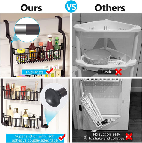 6-Tier Over-the-Door Pantry Organiser, Black Metal Kitchen Storage Rack
