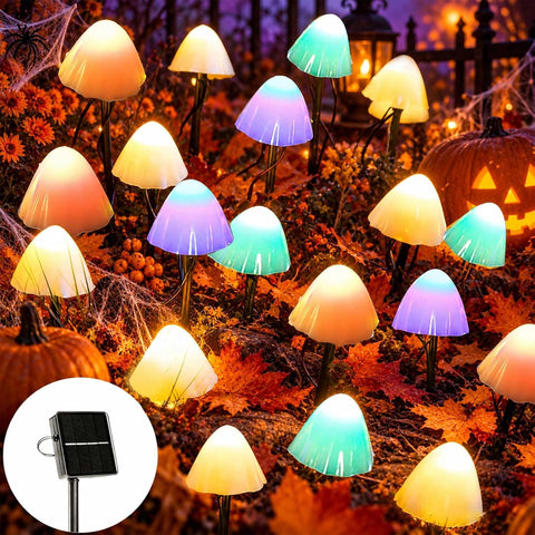 Garden Decorations, 5M 20LED Mushroom Solar Lights Outdoor Garden