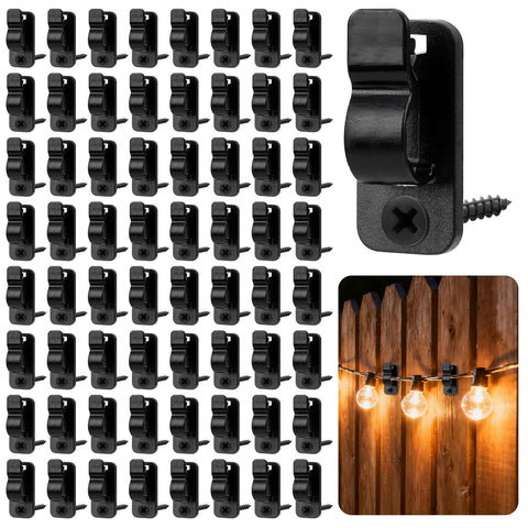 BQMEZRNUS 50 Pack Q-Hanger Screw-In Hooks with Safety Buckles – Black PP and Stainless Steel Hooks for String Lights, Plants, Garden, Garage & Party Decorations
