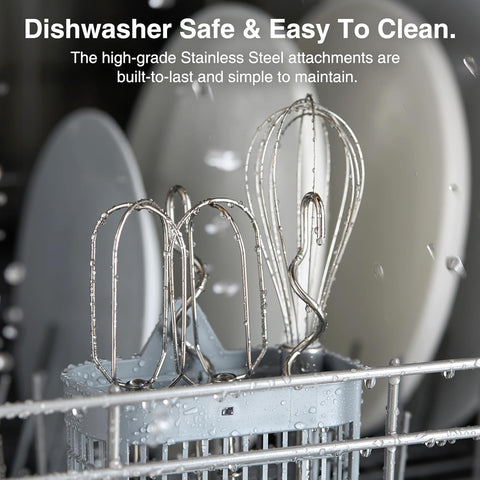 VonShef Hand Mixer Electric Whisk – 300W Food Mixer for Baking, 5 Speeds, Turbo Boost, Eject Button, 2 Beaters, 2 Hooks & Whisk – Red