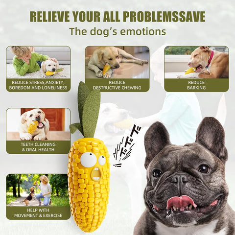 Dog Corn Chew Toy with Built-In Squeaker