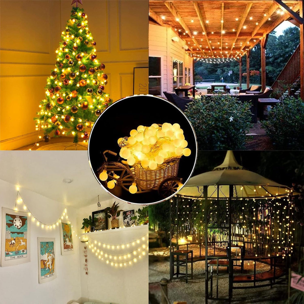 Battery Fairy Lights, Christmas Lights Battery Powered with 8 Lighting Modes 16ft 50LEDs Waterproof Fairy Lights for Bedroom Outdoor Party Living Room
