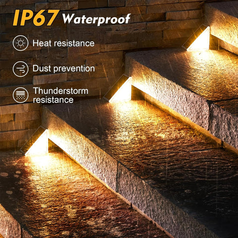 Solar Step Lights 6 Pack, Outdoor Stair Lights with Auto On/Off