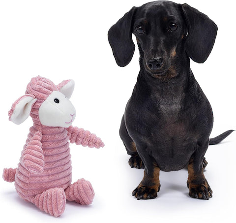 Zappi Co Pink Lamb Plush Dog Toy with Squeaker