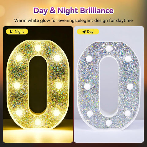 Silver Glitter Light Up Number 1 – 8.86 Inch LED Marquee Lights