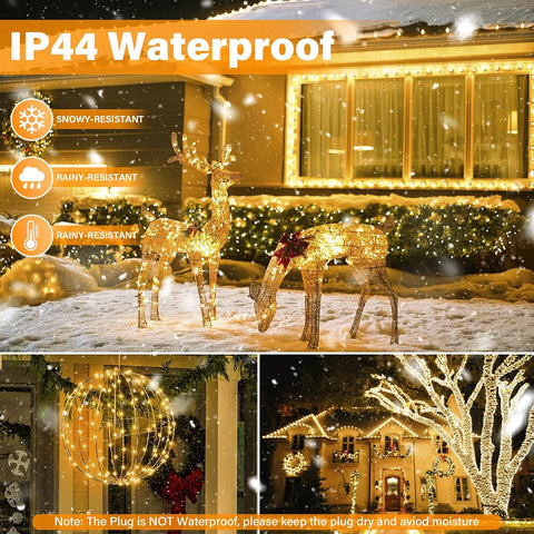 Grestar 30M 300 LED Fairy Lights Plug In – Warm White Christmas String Lights with 8 Lighting Modes, IP44 Waterproof Indoor Outdoor Decorative Lights for Garden, Bedroom, Wedding & Party