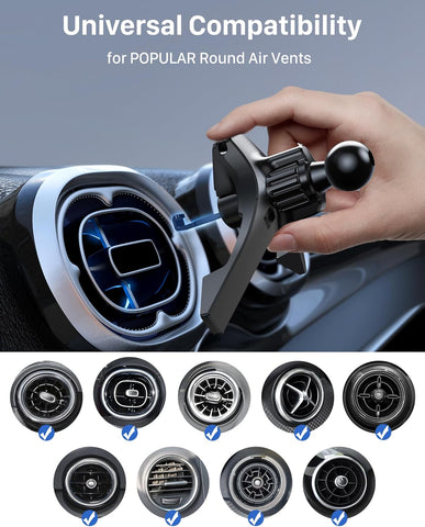 YOSH Magnetic Car Phone Mount for Round Vent – Secure Metal Hook Design