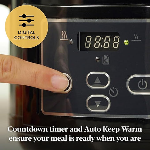 Crockpot Lift & Serve Digital Slow Cooker with Hinged Lid, Programmable Timer, 4.7L Capacity for Up to 5 People – Black