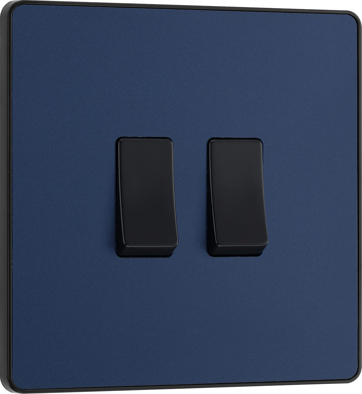 Double 2 Way Screwless Wall Light Switch Matt Blue