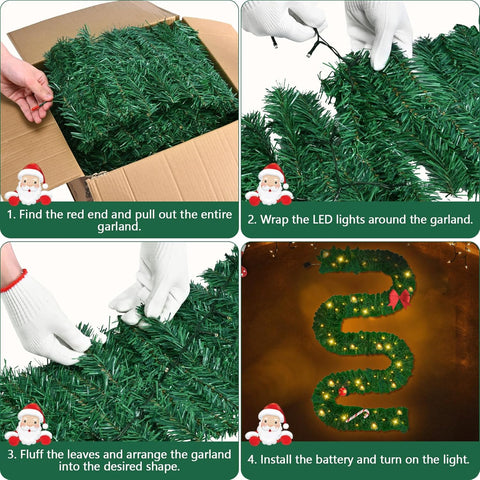 Christmas Garland with Lights 10M 200 LED Decoration