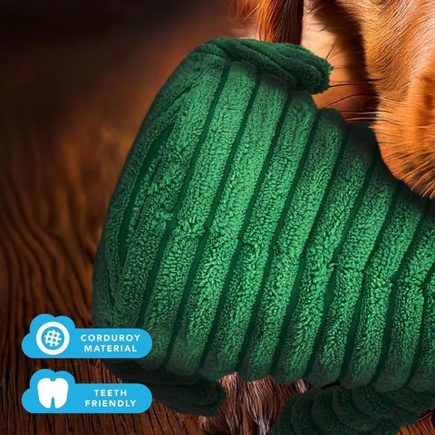 Green Frog Plush Dog Toy with Squeaker