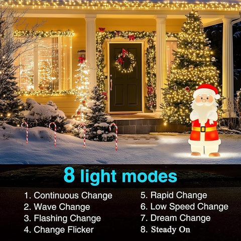 NEXVIN Solar Fairy Lights, 2Pack 66ft/20M 200 LED Outdoor String Lights, 8 Modes Waterproof Solar Christmas Lights for Garden, Party, Holiday, Tree, Yard, Patio, Xmas Decoration - Warm White