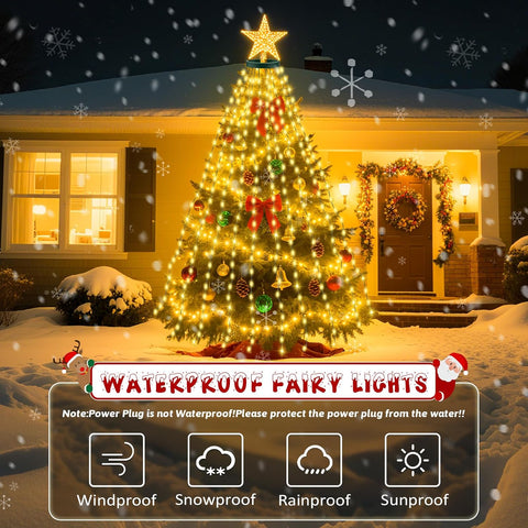 480 LED Christmas String Lights – Warm White, 3m × 16 Lines